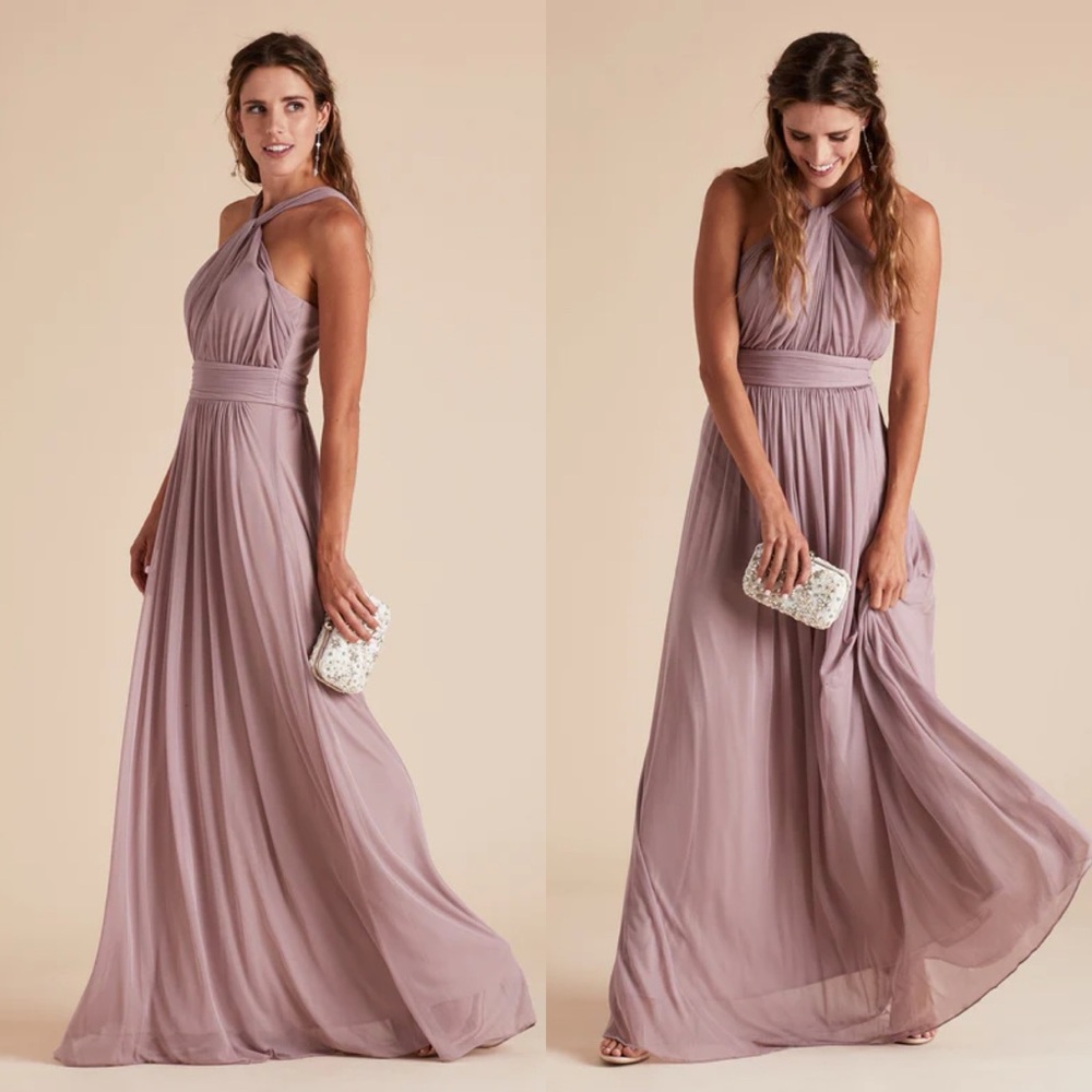 Birdy Grey Kiko Mesh Mauve Bridesmaid Maxi Dress NWT Formal